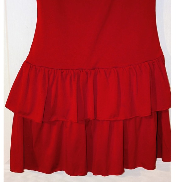 Wild Fable Red Mock Neck Tiered Ruffle Mini Dress Sleeveless XS NWT - Picture 6 of 11